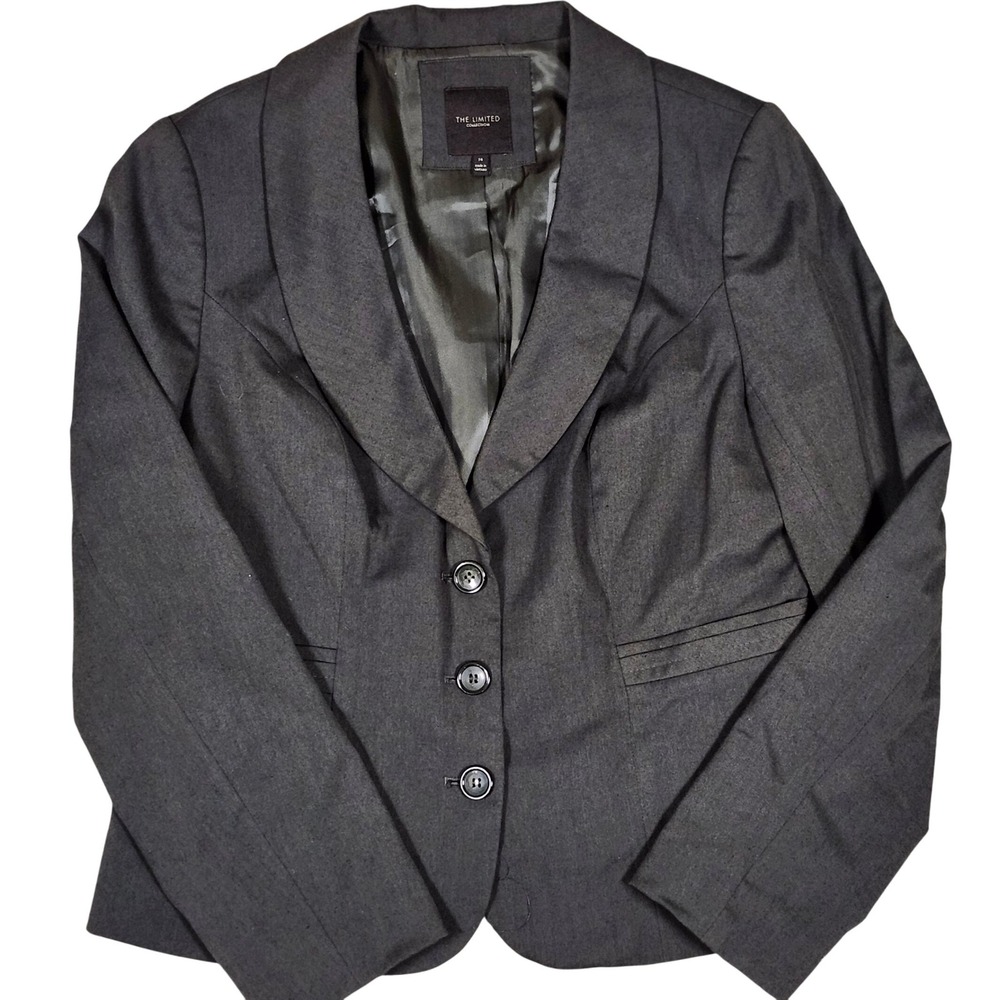 The Limited Collection Blazer Brown Gray Tint 3 Button Career Jacket Women Sz 14